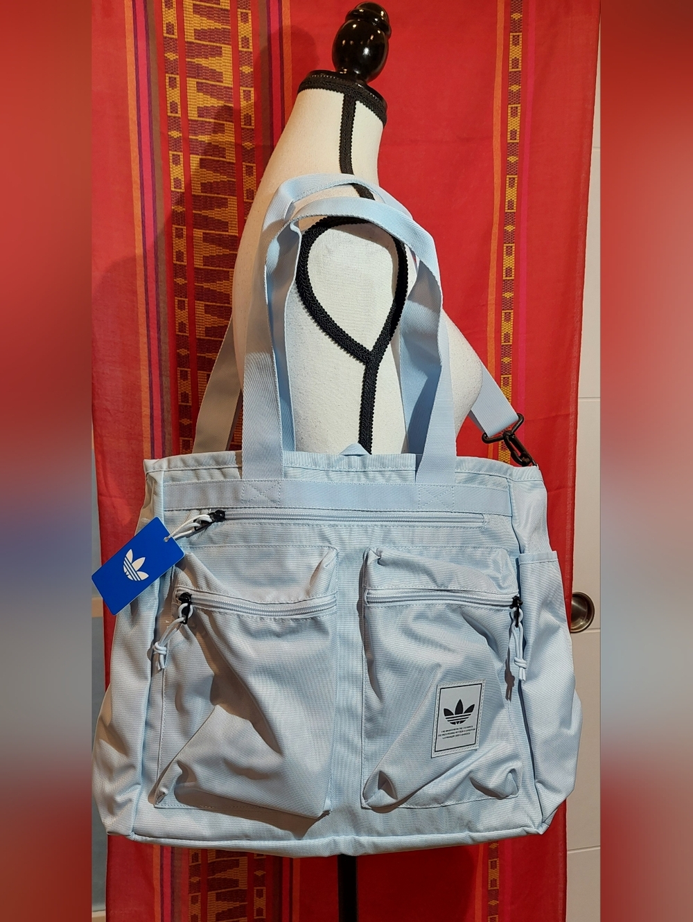 adidas Light Blue Multi-Pocket Everyday Tote